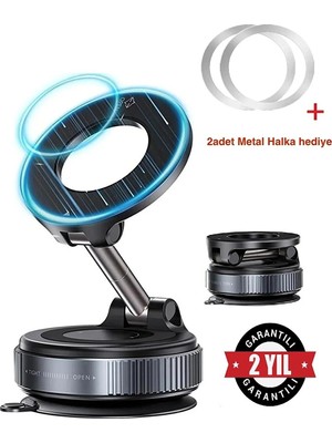 PSGT Araç Içi /her Yerde Kullanılabilen Magsafe Kilitli Vakum Telefon Tutucu 360° + 2ADET Metal Halka