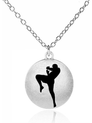 Siyah Güç – Kick Boks Siyah Mineli Unisex Sporcu Kolyesi (60 cm Zincirli)