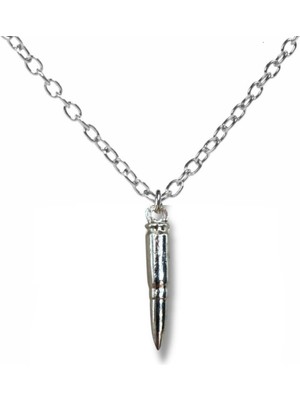 Mermi (Kurşun) Figürlü Kolye – Gümüş Renk Askeri Tarz Unisex Metal Takı