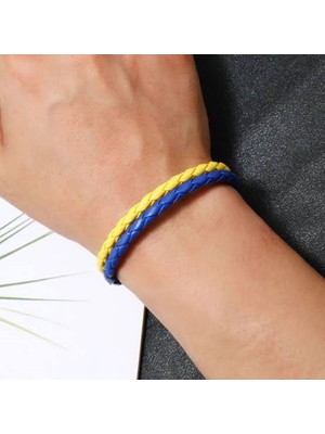 Herşey Nota Sarı Lacivert Taraftar Bilekliği – Unisex Ayarlanabilir Deri Spor Bileklik Erkek Kadın