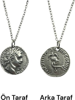 Thetis Deniz Tanrıçası Figürlü Roma Para Kolye – Çift Taraflı – 1 Adet – 60 cm Zincirli Metal Kolye