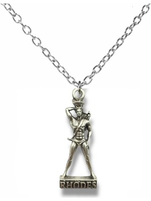 Rodos Heykeli Figürlü Güneş Tanrısı Helios Kolye – Antik Mitoloji Temalı Gümüş Renk Unisex Takı