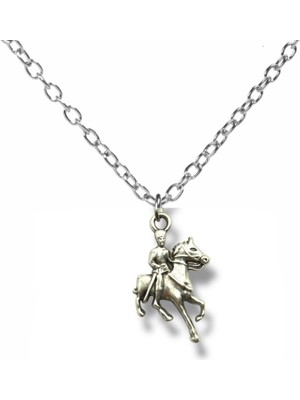 At Üstünde Atatürk Figürlü Kolye – Gümüş Renk Unisex Metal Takı