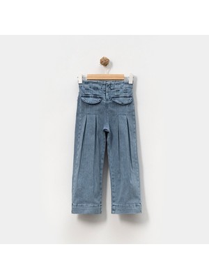 Overdo Kız Çocuk 5-8 Yaş Pileli Kot Pantolon