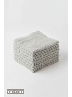 Anılsan 10'lu Gri Mini Havlu - 30x30 cm, 50GR %100 Pamuk,El, Yüz Havlusu