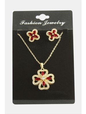 Çiçek Zirkon Taşlı Set Kolye