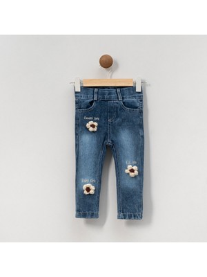 Overdo Kız Çocuk 1-4 Yaş Flower Girl Kot Pantolon