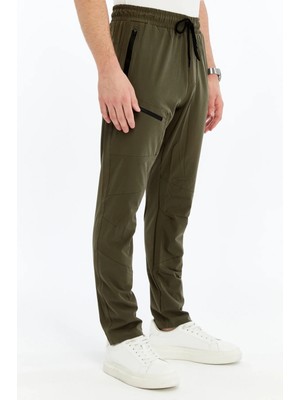 Lugmo Erkek Eşofman Altı Fermuarlı Cep Paraşüt Kumaş Haki