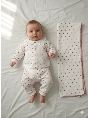 ruhaay Bebek Pamuk Kundak Battaniyeli (85X85) Baskılı Uzun Kollu Mevsimlik Takım