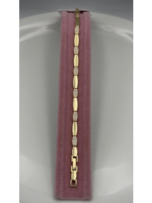 Nur Tasarım Atolyesi Xuping 14K Altın Kaplama Sıralı Taşlı Bileklik