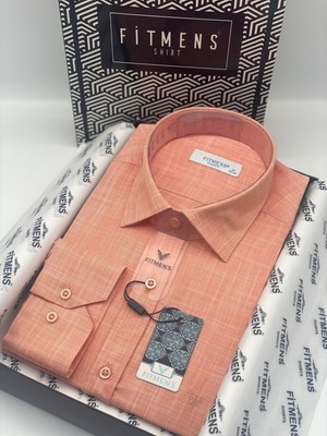Fitmens Klasik Uzun Kol Cepsiz Keten Yaka Alttan Düğmeli Hediye Kutulu Erkek Gömlek FS-003686 - Oranj