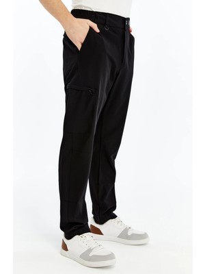 Lugmo Erkek Lastikli Pantolon Paraşüt Kumaş Siyah