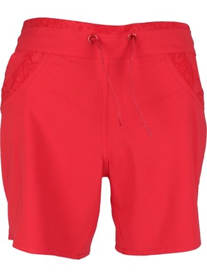 Lugmo Kadın Deniz Şortu 2 Adet Cepli Pamuklu Su Yitici Özellik Tahriş Etmez Kırmızı Bn-10