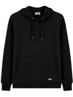 Kiğılı Kapüşonlu Regular Fit Desenli Cepli Pamuklu Basic Sweatshirt