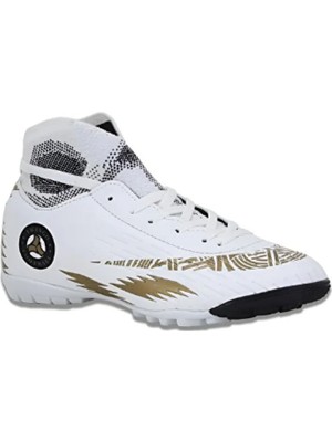 Shougo Çoraplı Rahat Halı Saha Ayakkabısı Krampon Futbol Ayakkabısı Beyaz