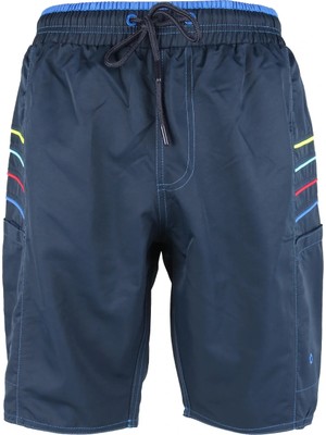 Lugmo Erkek Deniz Şortu 2 Adet Fermuar Cepli Pamuklu Su Yitici Astarlı Lacivert K-195