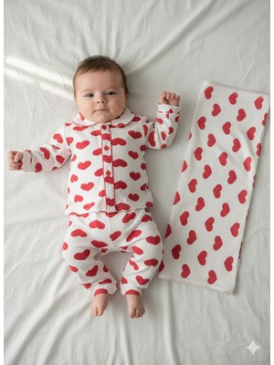 ruhaay Bebek Pamuk Kundak Battaniyeli (85X85) Baskılı Uzun Kollu Mevsimlik Takım