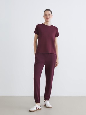 LC Waikiki Mürdüm Beli Lastikli Kadın Kalın Jogger Eşofman Alt