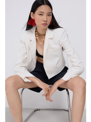 Janes Crop Keten Blazer Ceket