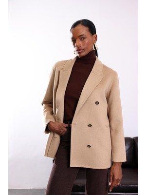 5in1Canpolat Camel Gold Düğme Detaylı Premium Yün Ceket