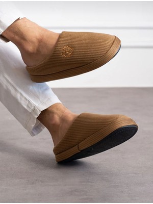 Redtan Taba Erkek Ev Terliği | Ortopedik | Yumuşak Tabanlı | Içi Kürklü Damat Terliği & Çeyizlik