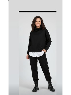 Mare Butik Yumuşak Dokulu Boğazlı Eşofman Takımı M - Siyah