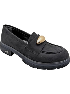 Seraphiel | Kadın Hakiki Deri Topuklu Loafer - Çiğdem Kundura - Seraphiel - Siyah - 37