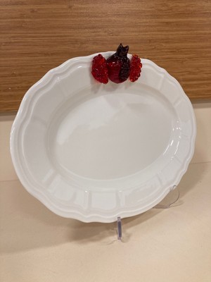 Sunum Servis Tabağı Porselen El Yapımı Patlamış Nar Dekorlu 30 cm