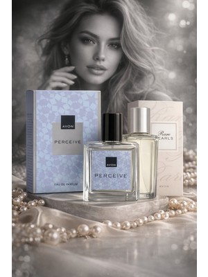 Avon Perceive Kadın Parfüm Edp & Rare Pearls Parfümlü Deodorant Vücut Spreyi Seti