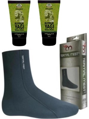 Süper Ibni Sina Kuyruk Yağı Masaj Kremi 2 x 50 ml Su ve Isı Geçirmeyen Mest Çorap (L)