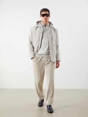 LC Waikiki Vision Bej Standart Kalıp Kapüşonlu Erkek Mont