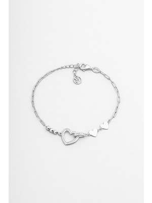 So CHIC Aşk Tılsımı 18 Ayar Beyaz Altın Kaplama 19 Cm Gümüş Minimal Bileklik