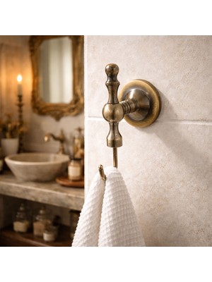 Badem10 Tekli Askılık Antik Sarı Vidalı Metal Duvar Askısı Vestiyer Banyo Havlu Bornoz Askılığı