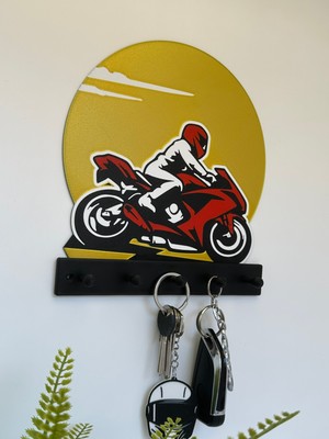 3dpazarıcom 3D Dekoratif Motorcu Anahtar Askılığı V4
