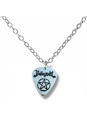 Pentagram (Mezarkabul) Türk Metal Grubu Pena Şeklinde Çift Taraflı Rock Işaretli Unisex Metal Kolye