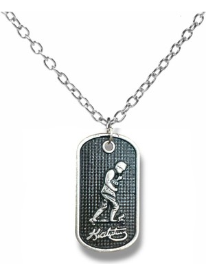Kemal Atatürk Figürlü Erkek Künye Kolye – Gümüş Renk Unisex Metal Takı