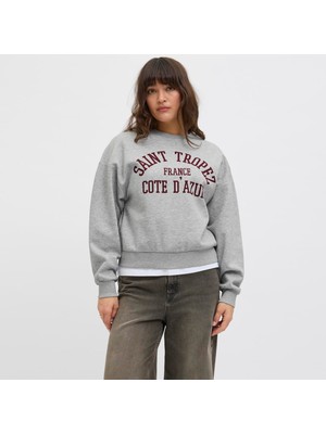 Jack & Jones Kadin Gögüs Baskili Relaxed Fit Sweatshirt - Merle