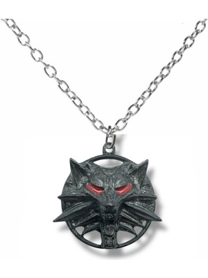 Siyah The Witcher Kurt Kafası Kolye | Unisex | 60 cm Zincirli Gotik ve Fantastik Tasarım