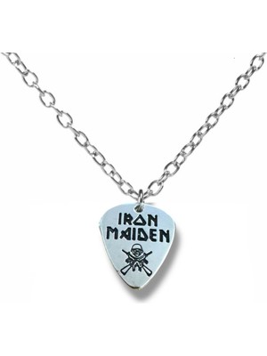 Iron Maiden Heavy Metal Grubu Pena Şeklinde Çift Taraflı Rock Işaretli Unisex Metal Kolye