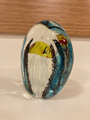 Dekoratif Kristal Üfleme Cam Deniz Anası Obje Yükseklik 15 cm Çapı 12 cm