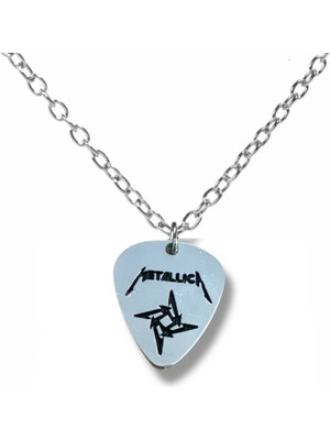 Metallica Rock Grubu Pena Şeklinde Çift Taraflı Rock Işaretli Metal Zincirli Unisex Kolye