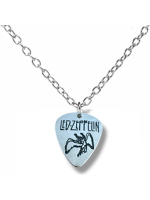 LED Zeppelin Efsanevi Rock Grubu Pena Şeklinde Çift Taraflı Rock Işaretli Unisex Metal Kolye