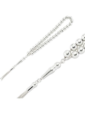 Costurera Gümüş Yuvarlak Düz Tesbih