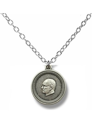Mustafa Kemal Atatürk Madalyon Figürlü Unisex Kolye – Anlamlı ve Şık Tasarım