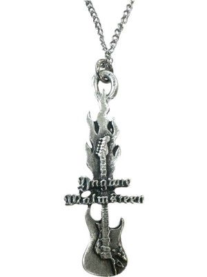Yngwie J. Malmsteen Alevli Elektro Gitar Kolye – Unisex - 60 cm Zincir