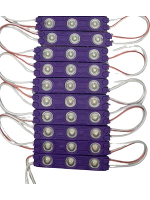 Powerr Led Aydınlatma 12 Volt 1.2 Watt 3 Lensli Mor 2835 Smd LED Modül IP65 10 Adet Modül