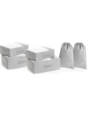 Wishora Store Home Textile 6'lı Gri Renk Bavul Içi Düzenleyici Set