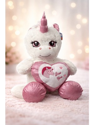 Toha Unicorn Peluş Oyuncak 60 cm - Büyük Boy Kalpli Boynuzlu Hediyelik Peluş