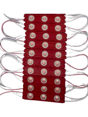 Powerr Led Aydınlatma 12 Volt 1.2 Watt 3 Lensli Kırmızı 2835 Smd LED Modül IP65 10 Adet Modül