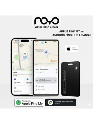 Noyo Akıllı Cüzdan Kartı Slim Air Tag Bluetooth Takip Cihazı Eşya Bulucu Akıllı Cüzdan Kartı Apple iPhone ve Android Uyumlu